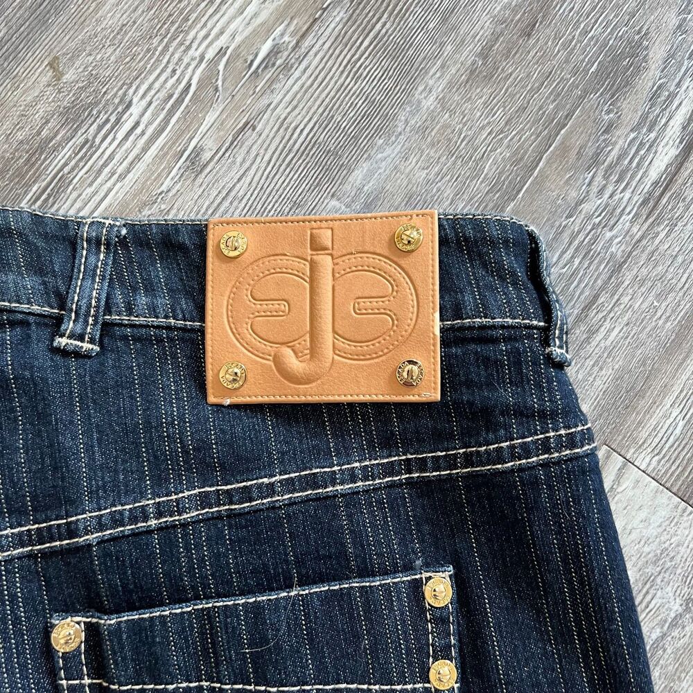 Luxury Escada Designer Denim Bootcut Gold Striped Jeans 40 Euro - Picture 11 of 11